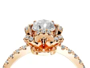 Halo Engagement Ring Setting for Pear-Shaped Center with Openwork Halo, Pave Band and Prong Head in Rose Gold