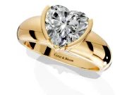 Tension Engagement Ring Setting for Heart-Shaped Center with Wide Flat Band and Tension Head in Yellow Gold