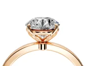 Solitaire Engagement Ring Setting for Round Cut Center with Thin Rounded Plain Band and Prong Head in Rose Gold
