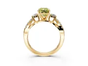 3 Stone Engagement Ring Setting for Fancy Yellow Radiant Cut Center with Pave Split Shank and Prong Head in Yellow Gold