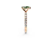 Solitaire Engagement Ring Setting for Fancy Green Pear-Shaped Center with Micro Pave Band and Prong Head in Rose Gold
