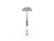 Halo Engagement Ring Setting for Cushion Cut Center with Plain Tapered Band and Prong Head in Sterling Silver