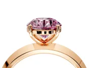 Solitaire Engagement Ring Setting for Fancy Pink Round Cut Center with Wide Knife Ridge Band and Prong Head in Rose Gold