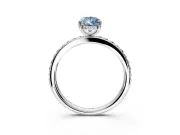 Solitaire Engagement Ring Setting for Fancy Blue Pear-Shaped Center with Fine Pave Band and Prong Head in Sterling Silver