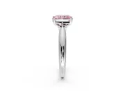 Solitaire Engagement Ring Setting for Fancy Pink Radiant Cut Center with Reverse Tapered Band and Prong Head in Platinum