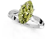 Solitaire Engagement Ring Setting for Fancy Yellow Marquise Center with Carved Leaf Shoulders and Prong Head in Platinum