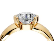 Tension Engagement Ring Setting for Round Cut Center with Wide Flat Band and Tension Head in Yellow Gold