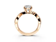 Solitaire Engagement Ring Setting for Cushion Cut Center with Half-Pave Crossover Band and Prong Head in Rose Gold