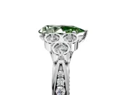 Cluster Engagement Ring Setting for Fancy Green Pear-Shaped Center with Bezel Accent Clusters and Prong Head in White Gold