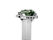 Halo Engagement Ring Setting for Fancy Green Heart-Shaped Center with Knife Ridge Cathedral Band and Prong Head in White Gold