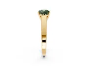 Solitaire Engagement Ring Setting for Fancy Green Cushion Cut Center with Tapered Split Shoulders and Prong Head in Yellow Gold