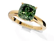 Solitaire Engagement Ring Setting for Fancy Green Cushion Cut Center with Basket Rail and Prong Head in Yellow Gold