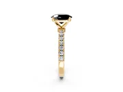 Open Basket Engagement Ring Setting for Fancy Black Oval Center with Pave Band and Prong Head in Yellow Gold