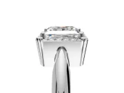 Halo Engagement Ring Setting for Princess Cut Center with Tapered Plain Band and Prong Head in Sterling Silver