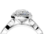 Halo Engagement Ring Setting for Radiant Cut Center with Pave and Plain Twist Band and Prong Head in Platinum