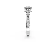 Solitaire Engagement Ring Setting for Cushion Cut Center with Raised Channel Band and Prong Head in Platinum