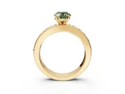 Solitaire Engagement Ring Setting for Fancy Green Oval Center with Channel-Set Accents and Prong Head in Yellow Gold