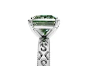 Solitaire Engagement Ring Setting for Fancy Green Princess Cut Center with Scrollwork Band and Prong Head in Sterling Silver