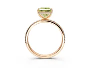 Hidden Halo Engagement Ring Setting for Fancy Yellow Princess Cut Center with Pave Band and Prong Head in Rose Gold