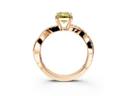 Crossover Engagement Ring Setting for Fancy Yellow Emerald Cut Center with Pave and Plain Strands and Prong Head in Rose Gold