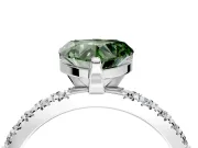 Solitaire Engagement Ring Setting for Fancy Green Heart-Shaped Center with Fine Pave Band and Claw Prong Head in Sterling Silver