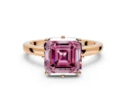 Solitaire Engagement Ring Setting for Fancy Pink Asscher Cut Center with Plain Band and Tulip Prong Head in Rose Gold