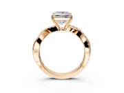 Crossover Engagement Ring Setting for Princess Cut Center with Pave and Plain Strands and Prong Head in Rose Gold