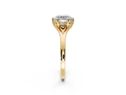 Solitaire Engagement Ring Setting for Cushion Cut Center with Plain Split Shank and Prong Head in Yellow Gold