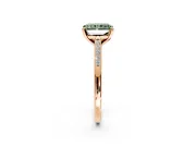 Solitaire Engagement Ring Setting for Fancy Green Radiant Cut Center with Channel Accents and Prong Head in Rose Gold