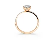 Solitaire Engagement Ring Setting for Pear-Shaped Center with Fine Pave Accents and Prong Head in Rose Gold