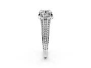 Solitaire Engagement Ring Setting for Round Cut Center with Accented Split Shank and Prong Head in Platinum