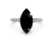 Solitaire Engagement Ring Setting for Fancy Black Marquise Center with Fine Pave Accents and Prong Head in Platinum