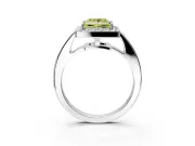 Bezel-Framed Halo Engagement Ring Setting for Fancy Yellow Princess Cut Center with Pave Band and Prong Head in Platinum
