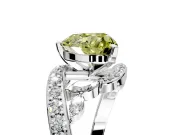 Solitaire Engagement Ring Setting for Fancy Yellow Heart-Shaped Center with Pave Bypass Twist Band and Prong Head in White Gold