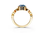 Vintage Station Engagement Ring Setting for Fancy Blue Round Cut Center with Accents and Prong Head in Yellow Gold