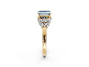 Leaf Cluster Engagement Ring Setting for Fancy Blue Asscher Cut Center with Marquise Accents and Prong Head in Yellow Gold