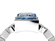 Milgrain Bezel Engagement Ring Setting for Fancy Blue Princess Cut Center with Marquise Stations and Bezel Head in Sterling Silver