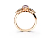 Cluster Engagement Ring Setting for Fancy Pink Marquise Center with 2-Row Shoulder Clusters and Prong Head in Rose Gold