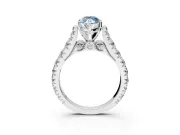 Solitaire Engagement Ring Setting for Fancy Blue Marquise Center with Pave Cathedral Shoulders and Prong Head in Platinum