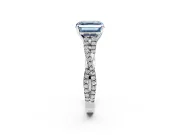 Solitaire Engagement Ring Setting for Fancy Blue Asscher Cut Center with Twisted Pave Split Shank and Prong Head in Platinum