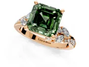 Solitaire Engagement Ring Setting for Fancy Green Asscher Cut Center with Marquise Accent Twist Band and Prong Head in Rose Gold