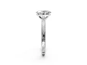 Solitaire Engagement Ring Setting for Oval Center with Engraved Milgrain Band and Prong Head in Platinum