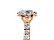 Solitaire Engagement Ring Setting for Oval Center with Large Accent Band and Prong Head in Rose Gold