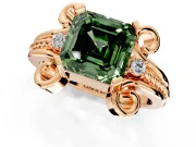 Solitaire Engagement Ring Setting for Fancy Green Asscher Cut Center with Twisted Band and Scroll Prong Head in Rose Gold