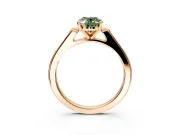 Solitaire Engagement Ring Setting for Fancy Green Oval Center with Channel Accents and Prong Head in Rose Gold