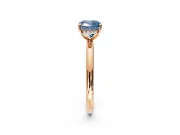 Hidden Halo Engagement Ring Setting for Fancy Blue Cushion Cut Center with Thin Rounded Band and Prong Head in Rose Gold
