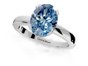 Solitaire Engagement Ring Setting for Fancy Blue Oval Center with Plain Band and Flat Tab Prong Head in Platinum