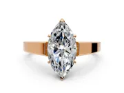Solitaire Engagement Ring Setting for Marquise Center with Tapered Split Shoulders and Prong Head in Rose Gold