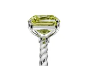 Solitaire Engagement Ring Setting for Fancy Yellow Asscher Cut Center with Plain Twisted Rope Band and Prong Head in White Gold