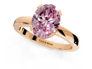 Solitaire Engagement Ring Setting for Fancy Pink Oval Center with Plain Band and Flat Tab Prong Head in Rose Gold
